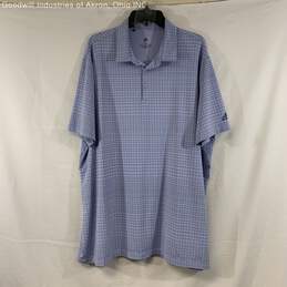 Gently Loved Adidas Periwinkle Check Men's Polo, Sz. 2XL