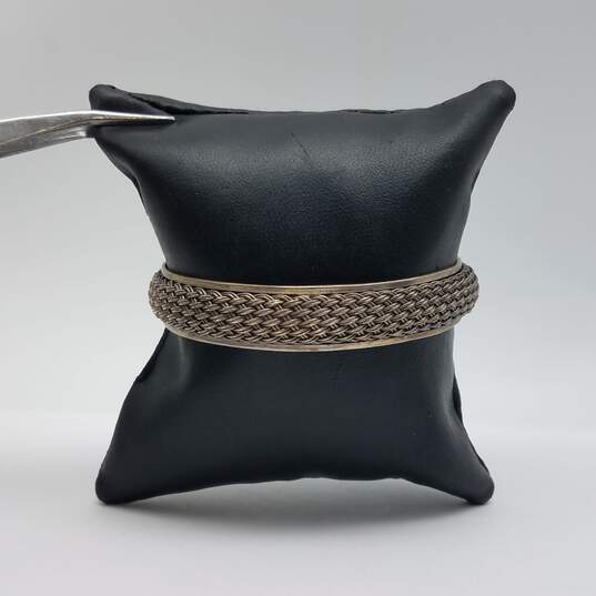 Sterling Silver Basket Weave Cuff Bracelet 25.7g image number 1