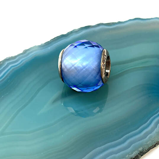 Designer Pandora S925 ALE Sterling Silver Blue Petite Facets Beaded Charm image number 1