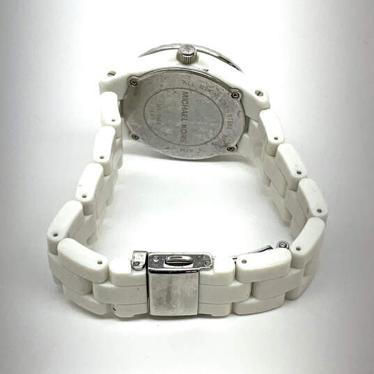 Designer Michael Kors Glitz Mini Madison White Chronograph Wristwatch image number 3