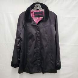 Betsy Johnson WM's Black Satin Snap Button Belted Jacket Size XL
