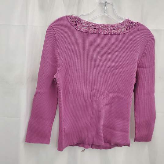 Classiques Entier Women's Purple Silk Blend Button Down Cardigan Size M image number 2