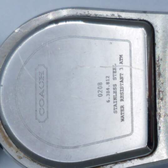 FOR PARTS OR REPAIR Coach 0208 Silver Tone Signature Watch NOT RUNNING BROKEN HANDS image number 7