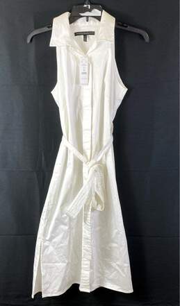 NWT White House Black Market Womens White Poplin Sleeveless Shirt Dress Size 0P