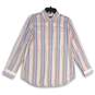 Lands' End Womens White Striped Long Sleeve Spread Collar Button-Up Shirt Size S image number 1