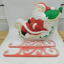 Vintage Grand Venture Santa Claus in Sleigh Lighted Christmas Blow Mold w/ Rails