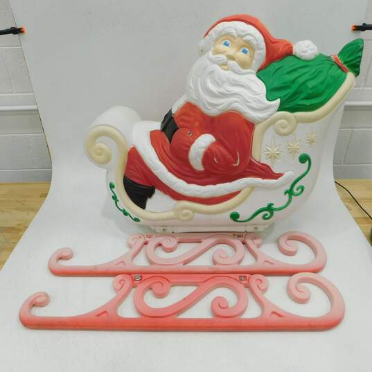 Vintage Grand Venture Santa Claus in Sleigh Lighted Christmas Blow Mold w/ Rails image number 1