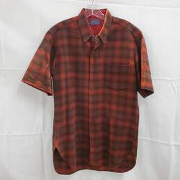 Vintage Pendleton Red Wool Button Up Short Sleeve Shirt Size M