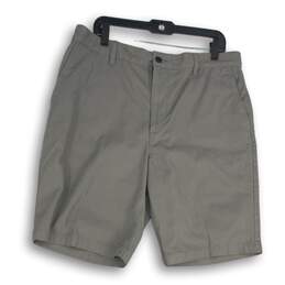 NWT Dockers Mens Gray Flat Front Slash Pockets Chino Shorts Size 36