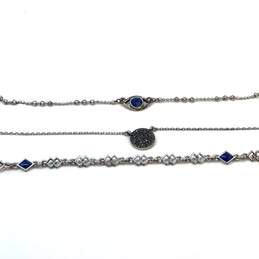 Designer Lucky Brand Silver-Tone Blue Stone Fashionable Chain Necklace alternative image