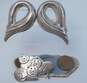 Taxco Sterling Silver Abstract Post Earrings & Cat Brooch 23.7g image number 6