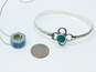 Sterling Silver Taxco Malachite Flower Bracelet & Lapis Inlay Slider Bead Necklace 28.8g image number 4