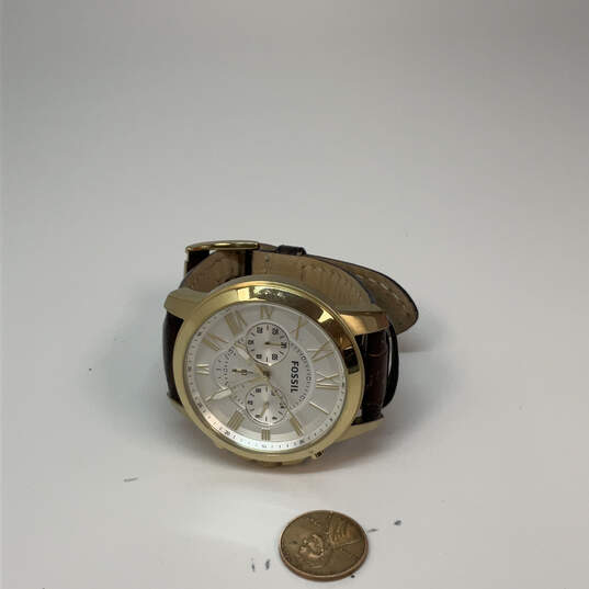 Designer Fossil Gold-Tone Stainless Steel Round Dial Analog Wristwatch image number 3