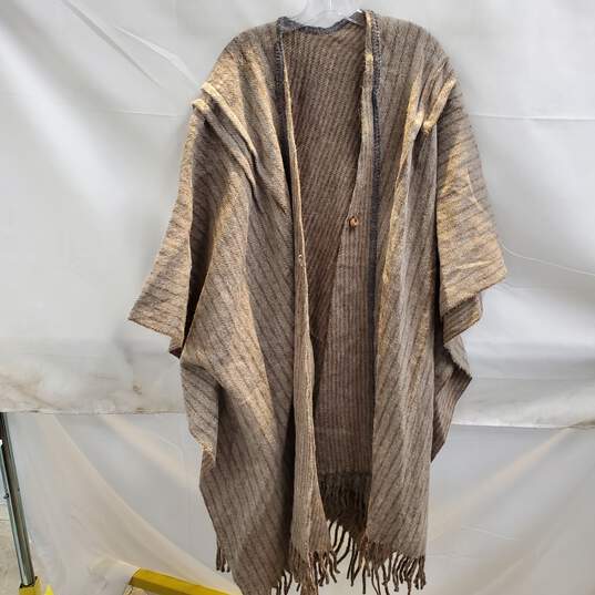 Alpaca Sheep Wool Blend Open Front Poncho No Size image number 1
