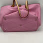 Womens Pink Brown Leather Inner Pocket Bottom Studded Zipper Tote Bag image number 4