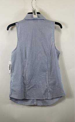 NWT Nine West Womens Blue White Striped Sleeveless Button Front Blouse Top Sz M alternative image