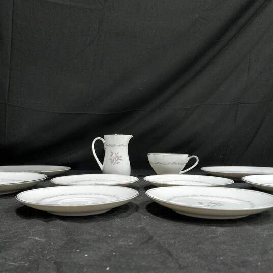 10pcs. White w/ Floral Pattern Noritake China Set of Plates, Cups & Pitcher image number 2