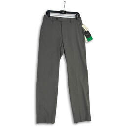 NWT Mens Gray Flat Front Slash Pocket Straight Leg Dress Pants Size 31W 30L