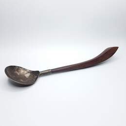 DE Sterling Silver 11" Wooden Handle Taxco Gravy Ladle