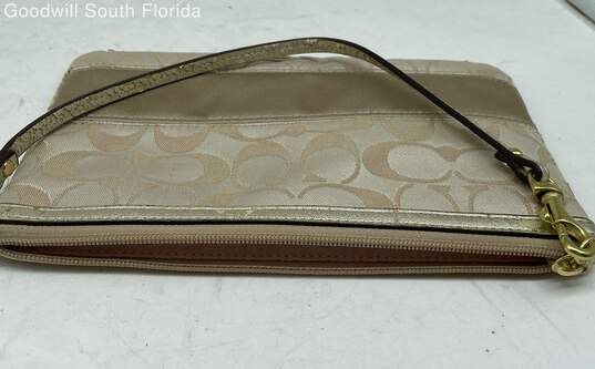 Coach Mini Beige Light Brown Wristlet Wallet image number 4