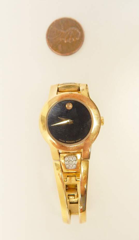 Ladies Movado Amorosa 0.18 CTTW Diamond Gold Tone Swiss Quartz Watch 37.0g image number 9