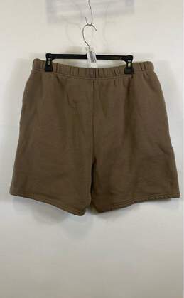 Essentials Mens Brown Elastic Waist Flat Front Pockets Fleece Sweat Shorts Sz L alternative image