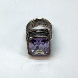 Designer Silpada 925 Sterling Silver Purple Crystal Cut Stone Band Ring alternative image