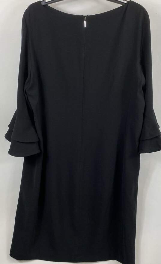 NWT Lauren Ralph Lauren Womens Black Bell Sleeve Back Zip Shift Dress Size 16 image number 3