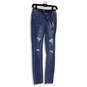 NWT Womens Blue Medium Wash High-Rise Distressed Skinny Leg Jeans Size 1 image number 1