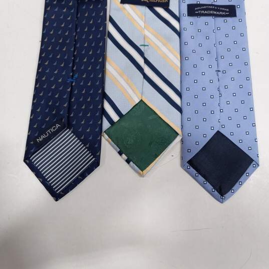 Bundle of 3 Assorted Blue Dotted & Striped Men's Ties image number 7