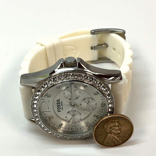 Designer Fossil ES-2344 Silver-Tone Chronograph Dial Analog Wristwatch image number 2