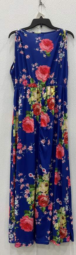 Sherosa Blue Multicolor Floral Sleeveless Women's Dress Size XL alternative image