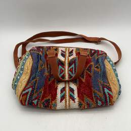 Macchia Di Ruggine Womens Multicolor Woven Zipper Crossbody Bag Purse