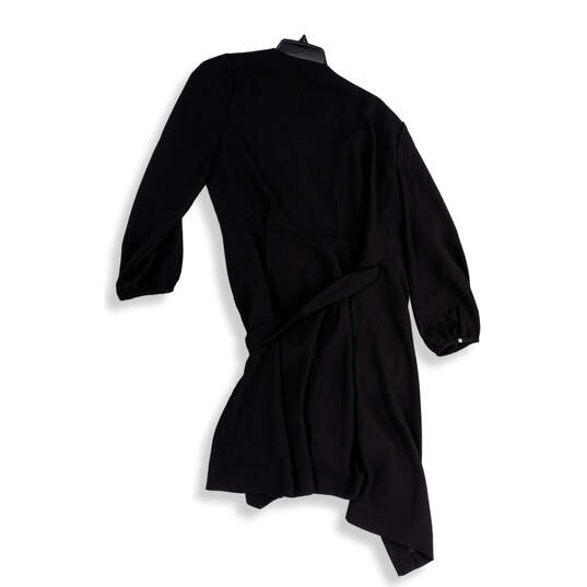 NWT Womens Black Long Sleeve Surplice Neck Tie Waist Wrap Dress Size 12 image number 2