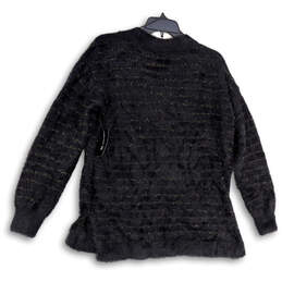 NWT Womens Black V-Neck Full Sleeve Knitted Side Slit Pullover Sweater Sz M alternative image