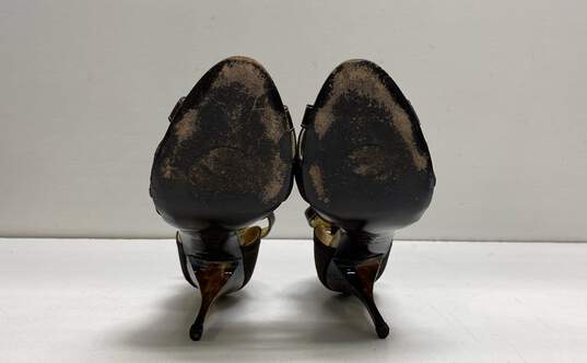 Just Cavalli Leather T Strap Heels Brown 6 image number 6