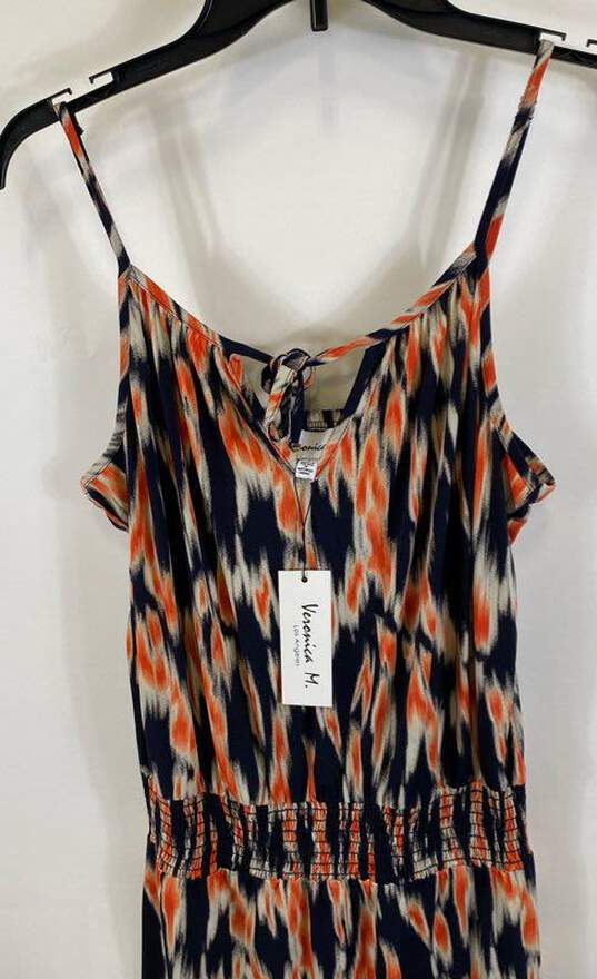 NWT Veronica M Womens Multicolor Tie Neck Spaghetti Strap Mini Dress Size Large image number 5