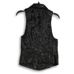 NWT Womens Black Sequin Welt Pocket Sleeveless Open Front Vest Size Small alternative image