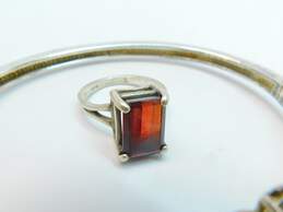 925 Garnet Multi Stone Floral Statement Bracelet Ring & Leaves Earrings 29.6g alternative image