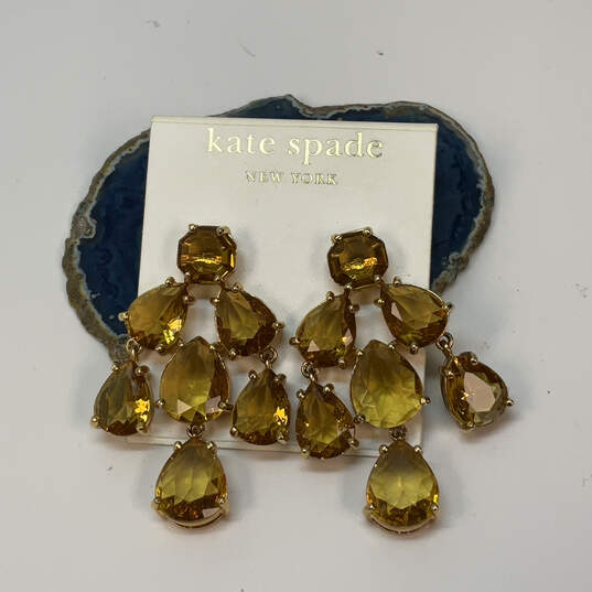 Designer Kate Spade Gold-Tone Yellow Crystal Champagne Chandelier Earrings image number 1