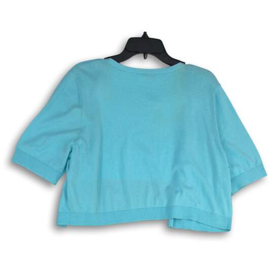 NWT Talbots Womens Blue Open Front Cropped Cardigan Sweater Size XL image number 1