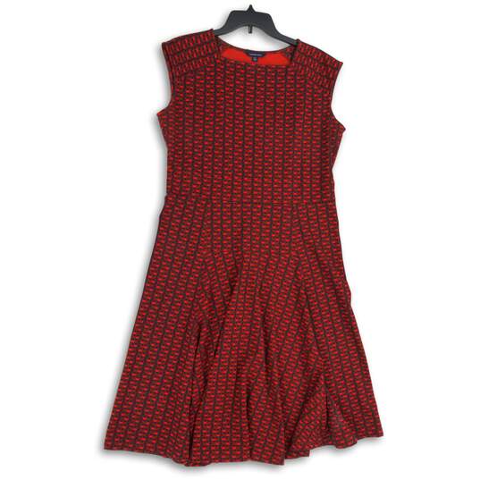 Land's End Womens Red Geometric Sleeveless Fit & Flare Dress Size 14-16 image number 1