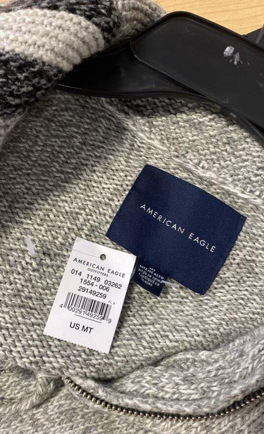 NWT American Eagle Outfitters Mens Gray Pockets Knitted Full Zip Sweater Size MT image number 3