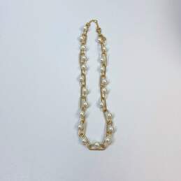Designer J. Crew Gold-Tone Lobster Clasp White Pearl Chain Necklace alternative image