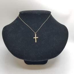 14K Gold Dainty 16" Necklace W/Cross Pendant 0.8g