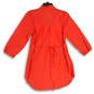 NWT Womens Coral Ruffle Pleated 3/4 Sleeve Button Front Tunic Top Size 6 image number 2