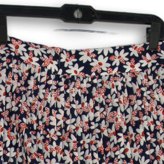 NWT J. Crew Womens Navy Blue Floral Pleated Back Zip Mini Skirt Size 12 image number 4