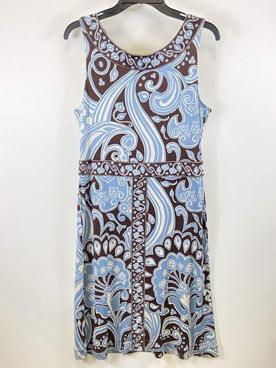 Tory Burch Women Brown Jacquard Print Silk Dress L image number 1