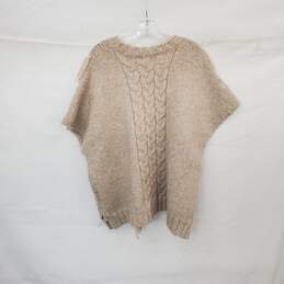 Aerie Beige Cable Knit Fringe Poncho Sweater WM Size XS/S NWT alternative image