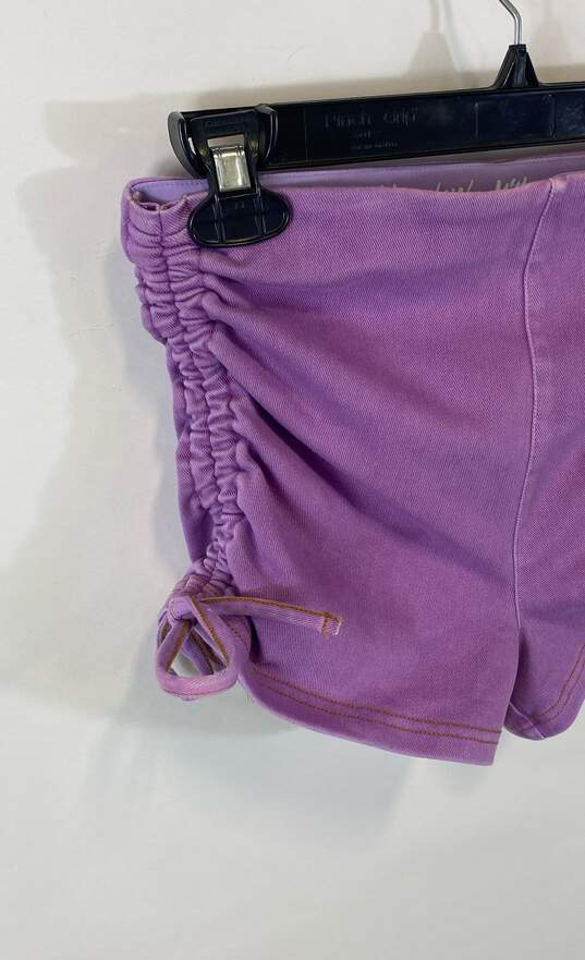 NWT YITTY Womens Purple Ruched Stretch Denim Is Served Booty Shorts Size Medium image number 7